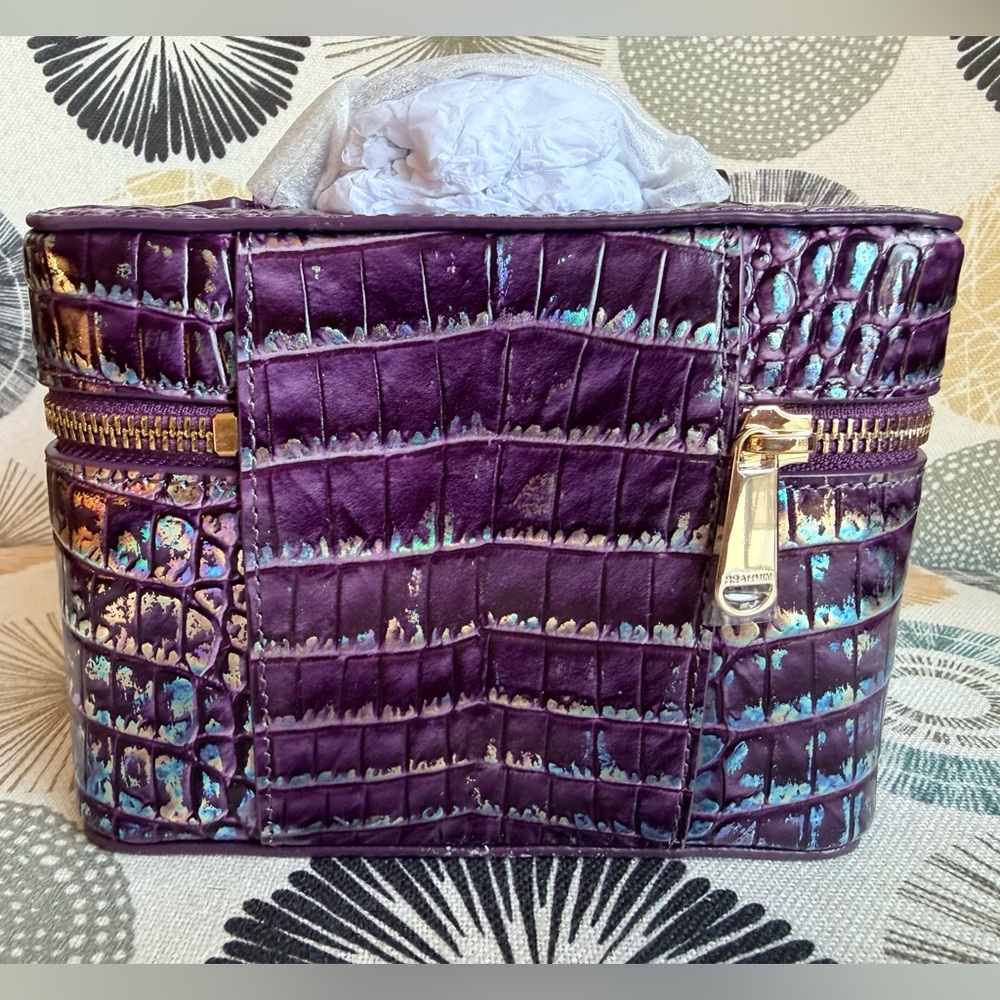 Brahmin Small Charmaine Passion Purple Iridescent Purple Cosmetic Case NWT - Picture 4 of 12